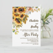 Invitation Réception de mariage fleurie de tournesol rustique (Debout devant)