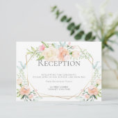 Invitation RÉCEPTION DE MARIAGE | Fleurs aquarelles corail ro (Debout devant)