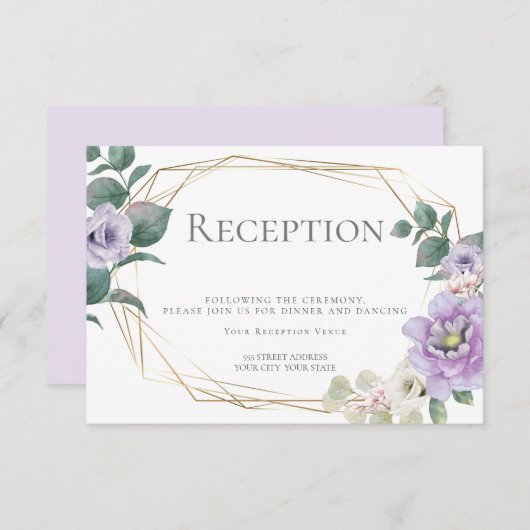 Invitation Réception de mariage | Fleurs de lavande à l'aquar (Devant / Derrière)