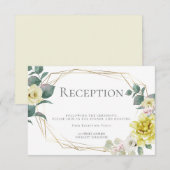 Invitation Réception de mariage | Fleurs de Pivoine Jaune (Devant / Derrière)