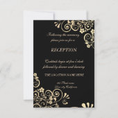 Invitation Réception de mariage Fleurs dorées Chic Élégant (Devant)