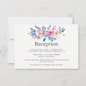 Invitation Réception de mariage floral aquarelle rose vif (Devant)
