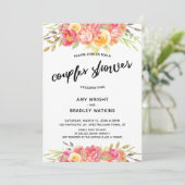 Invitation Réception De Mariage Floral Avec Douche Couples (Debout devant)
