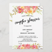 Invitation Réception De Mariage Floral Avec Douche Couples (Devant / Derrière)