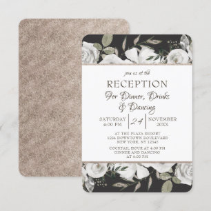 Invitation Réception de mariage floral blanc vintage Cherish