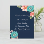 Invitation Réception de mariage floral bleu et rose botanique (Debout devant)