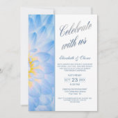 Invitation Réception de mariage floral bleu moderne (Devant)