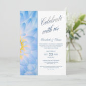 Invitation Réception de mariage floral bleu moderne (Debout devant)