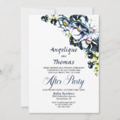 Invitation Réception De Mariage Floral Bleu Rustique (Devant)