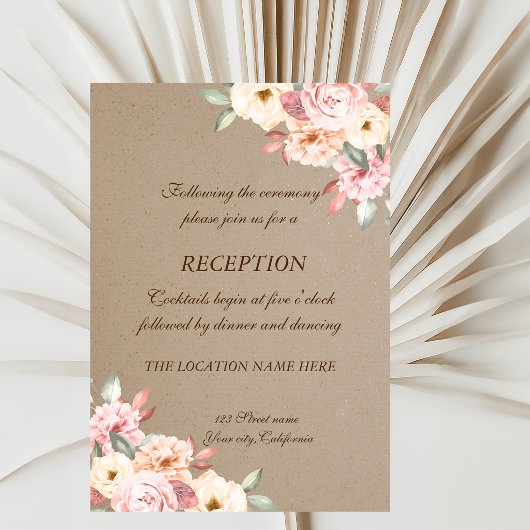 Invitation Réception de mariage floral chic rustique