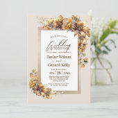 Invitation Réception de mariage floral d'automne rustique (Debout devant)