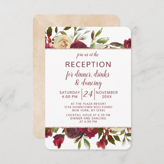 Invitation Réception de mariage Floral de Manor de Gui d'Hive (Devant / Derrière)