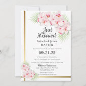 Invitation Réception de mariage floral d'orchidée rose tout j (Devant)