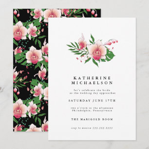 Invitation RECEPTION DE MARIAGE Floral d'orchidée rose trop