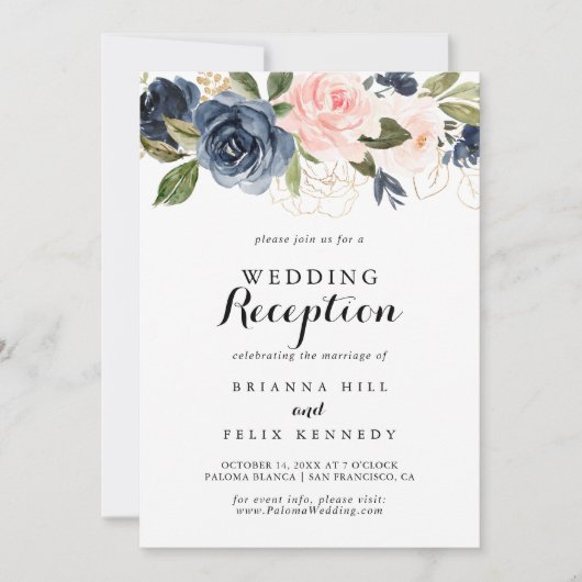 Invitation Réception de mariage floral élégant en hiver (Devant)