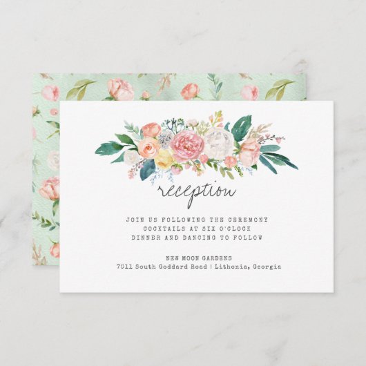 Invitation Réception De Mariage Floral Été Brouillante (Devant / Derrière)