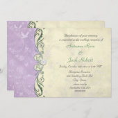 Invitation Réception de mariage floral jaune lavande (Devant / Derrière)