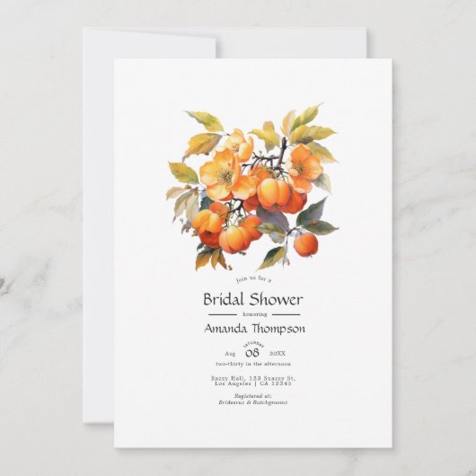 Invitation Réception de mariage floral Kaki (Devant)