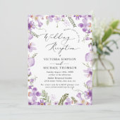 Invitation Réception De Mariage Floral Mariage Violet (Debout devant)