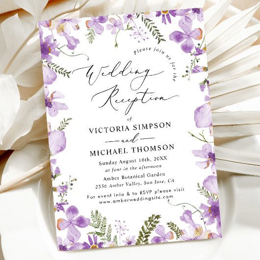 Invitation Réception De Mariage Floral Mariage Violet