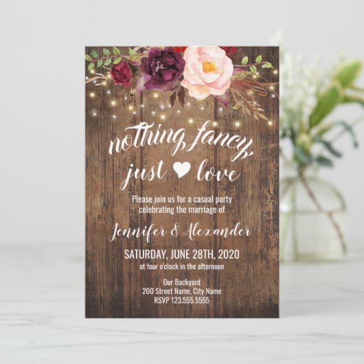 Invitation Réception De Mariage Floral Marsala (Debout devant)