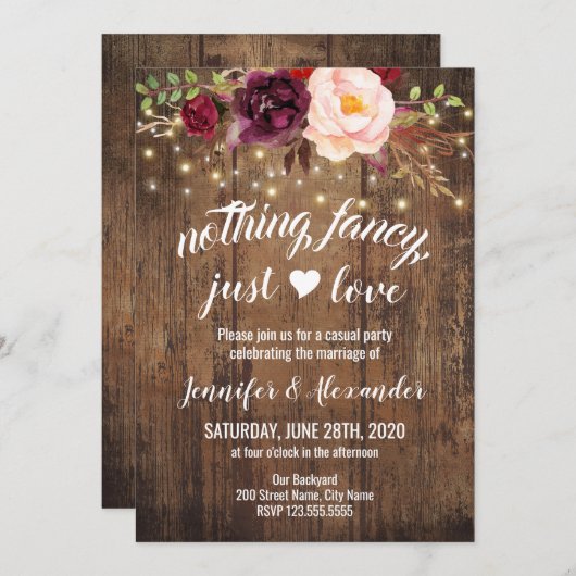 Invitation Réception De Mariage Floral Marsala (Devant / Derrière)