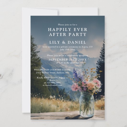 Invitation Réception de mariage floral montagne évasion (Devant)