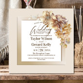 Invitation Réception De Mariage Floral Or Design