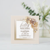 Invitation Réception De Mariage Floral Or Design (Debout devant)