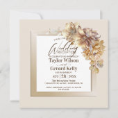 Invitation Réception De Mariage Floral Or Design (Devant)