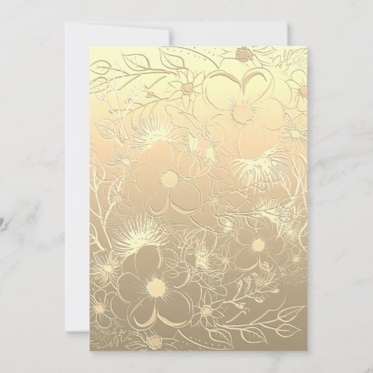 Invitation Réception de mariage floral or luxe (Dos)