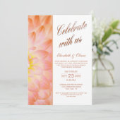 Invitation Réception De Mariage Floral Orange Moderne (Debout devant)