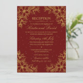 Invitation Réception De Mariage Floral Ornate Or (Debout devant)