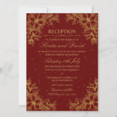 Invitation Réception De Mariage Floral Ornate Or (Devant)