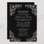 Invitation Réception De Mariage Floral Orné Blanc (Devant / Derrière)