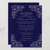 Invitation Réception De Mariage Floral Orné D'Argent (Devant / Derrière)