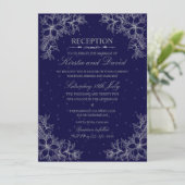 Invitation Réception De Mariage Floral Orné D'Argent (Debout devant)