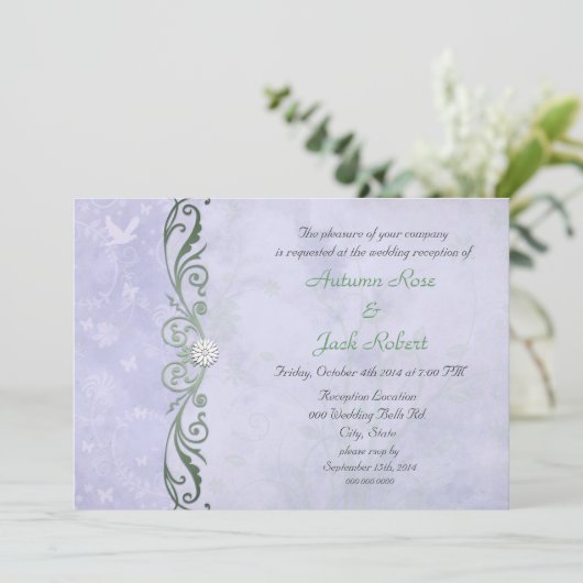 Invitation Réception De Mariage Floral Périwinkle Spring (Debout devant)