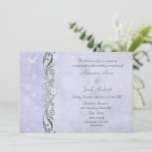 Invitation Réception de mariage floral printanier bleu lavand (Debout devant)