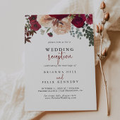 Invitation Réception de mariage floral rose Bourgogne