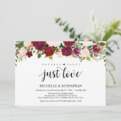 Invitation Réception de mariage floral rose Marsala (Debout devant)