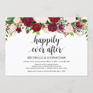 Invitation Réception de mariage floral rose Marsala