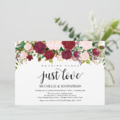 Invitation Réception de mariage floral rose Marsala (Debout devant)