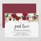 Invitation Réception de mariage floral rose Marsala (Devant / Derrière)