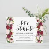 Invitation Réception de mariage floral rose Marsala Elopement (Debout devant)