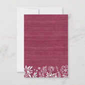 Invitation Réception de mariage floral rustique rouge Bourgog (Dos)