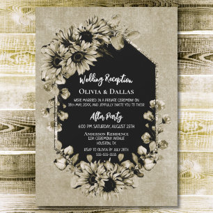 Invitation Réception de mariage floral tournesol campagne