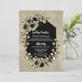 Invitation Réception de mariage floral tournesol de campagne (Debout devant)