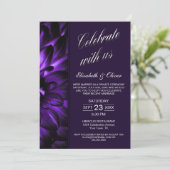 Invitation Réception De Mariage Floral Violet (Debout devant)