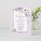Invitation Réception De Mariage Floral Violet (Debout devant)